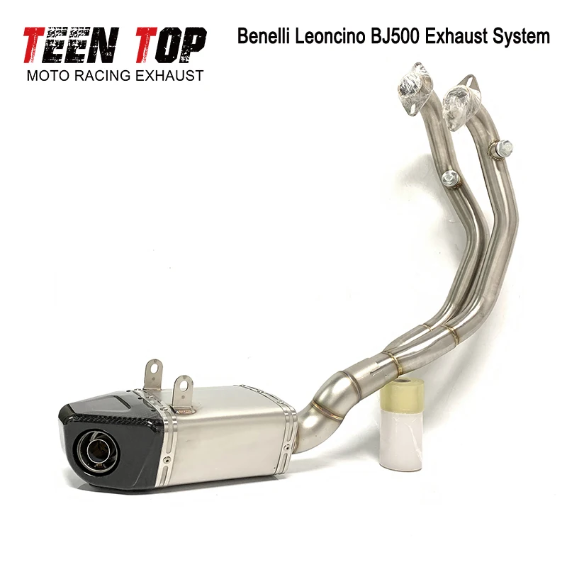Full Motorbike Exhaust System For Benelli Leoncino BJ500 Exhaust Pipe BJ500 Escape Moto Front Pipe CarbonFiber Muffler DB Killer