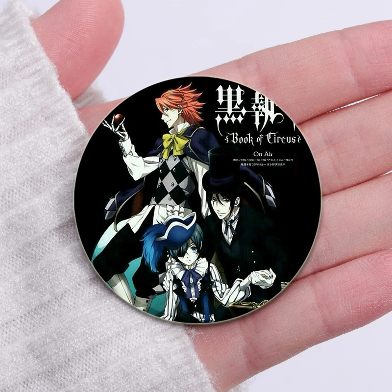 32/44/58MM Anime Black Butler Handmade Brooch Badge Accessories DIY Craft for Clothes Backpack Snap-in Button Pins Fans Gift