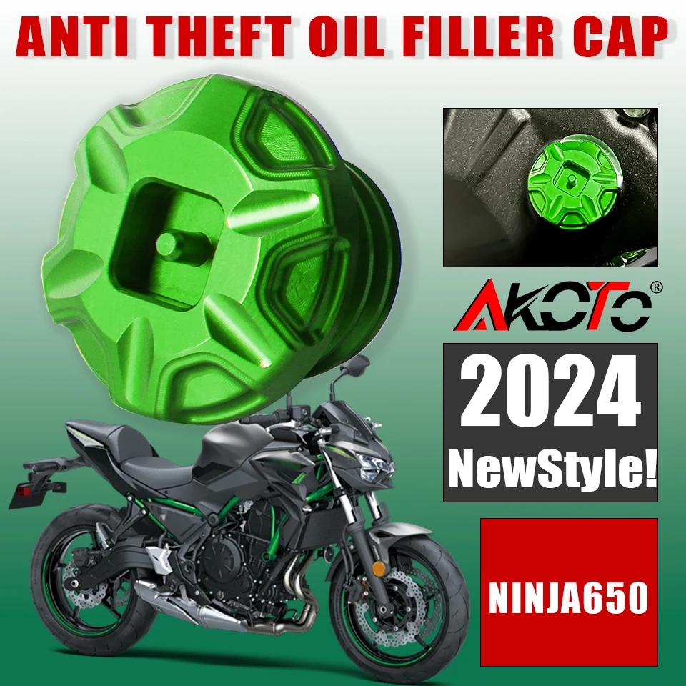 

Motorcycle Anti theft Oil Filler Cap Accessories Engine Oil Plug Cover For Kawasaki Ninja 650 Ninja650 Z650 Z 650 2017-2024 2023