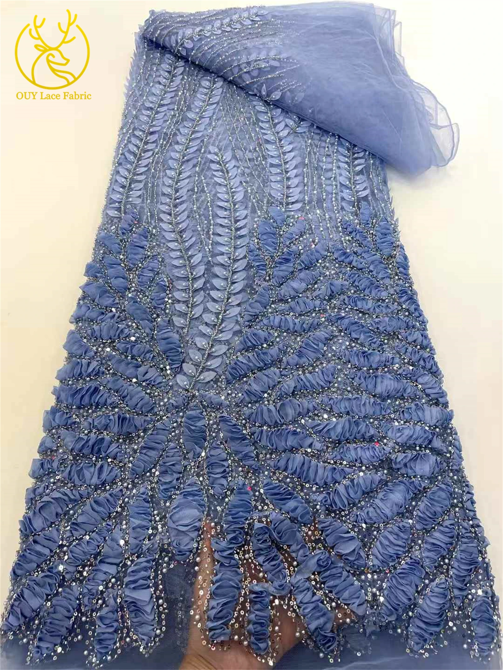 2025 فاخر اليد الأفريقية المطرزة الترتر مطرز الدانتيل جودة عالية أنيقة الفرنسية الترتر النسيج لفساتين الزفاف النسائية