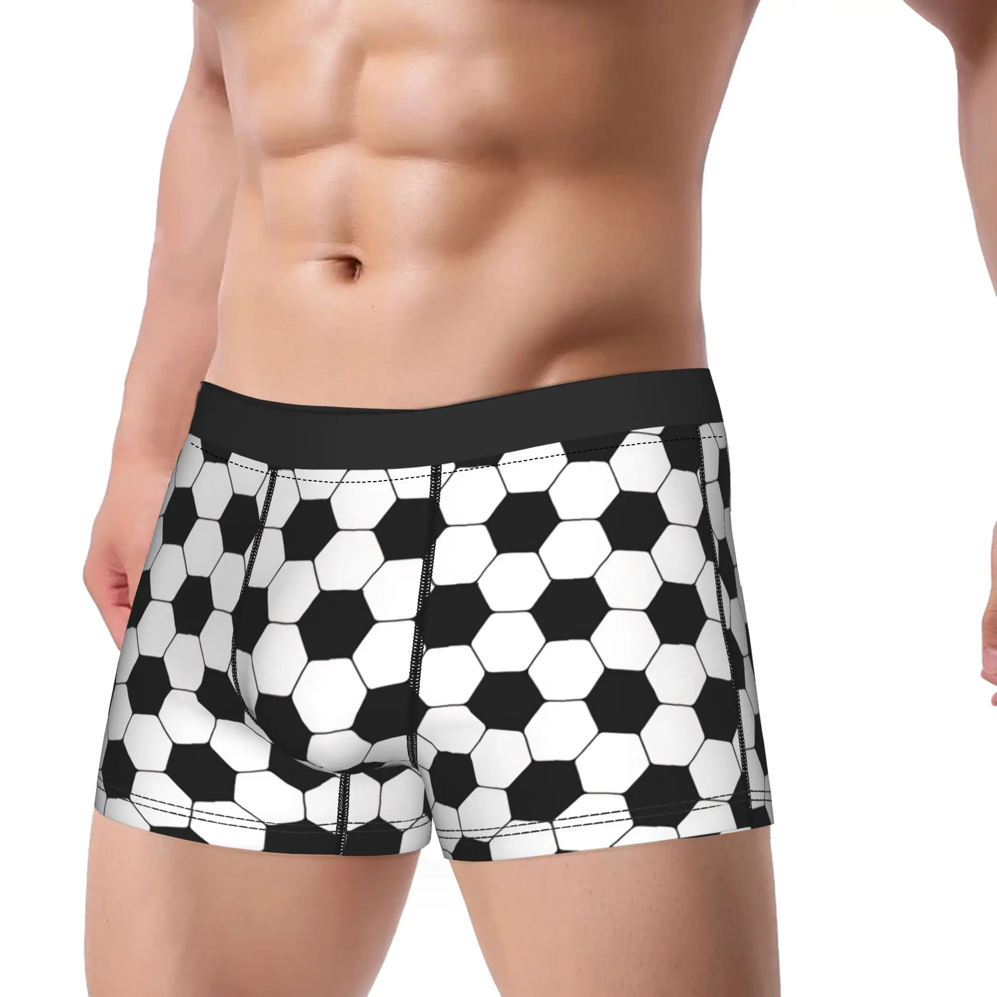 Soccer Ball Hexagon Texture Background Trunk  Pouch Underwear Quality Custom Shorts Briefs Funny Male Panties Plus Size 2XL