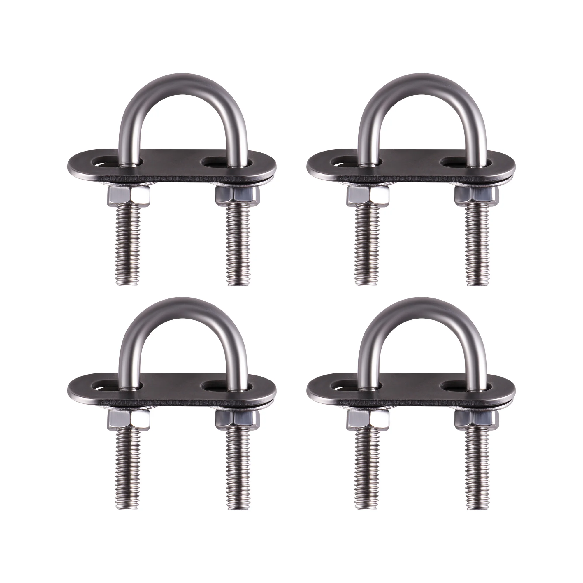 4 Sets M6 Stainless Steel U-Shaped Fasteners With Nut Plate Washer Stainless Steel Curved U-Bolts Clamp With Baffle Combination