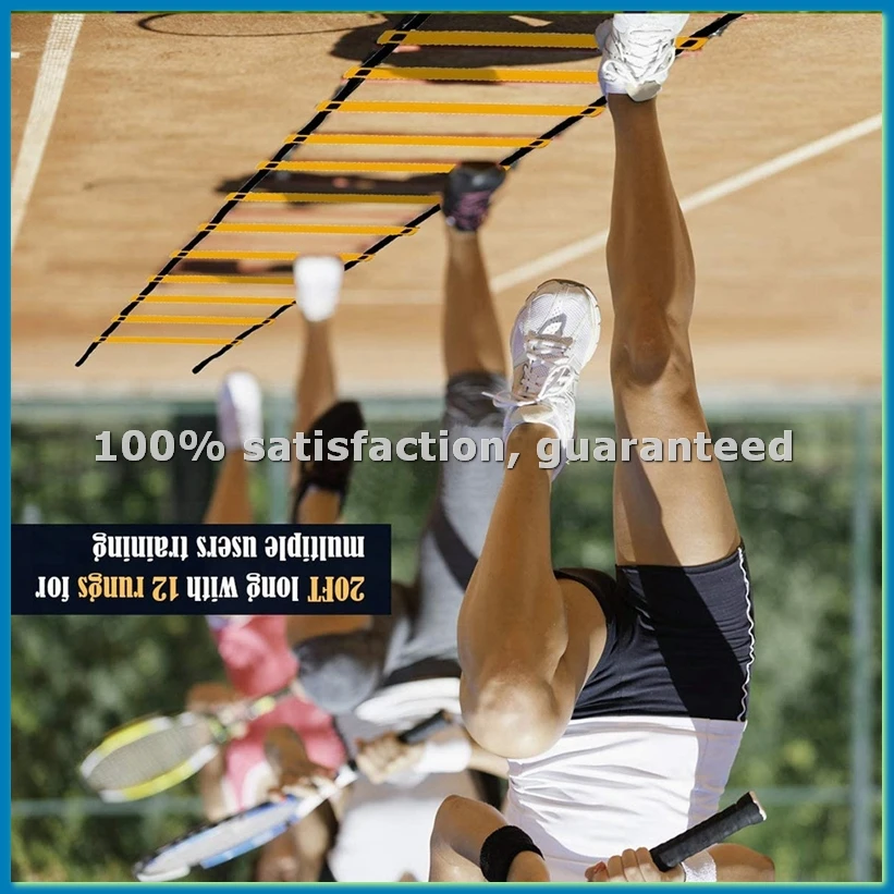 

Набор для тренировки ловкости: регулируемая лестница 20 футов с 12 дисками для футбольных тренировок, для футбола и спортивных тренировок - ANKL