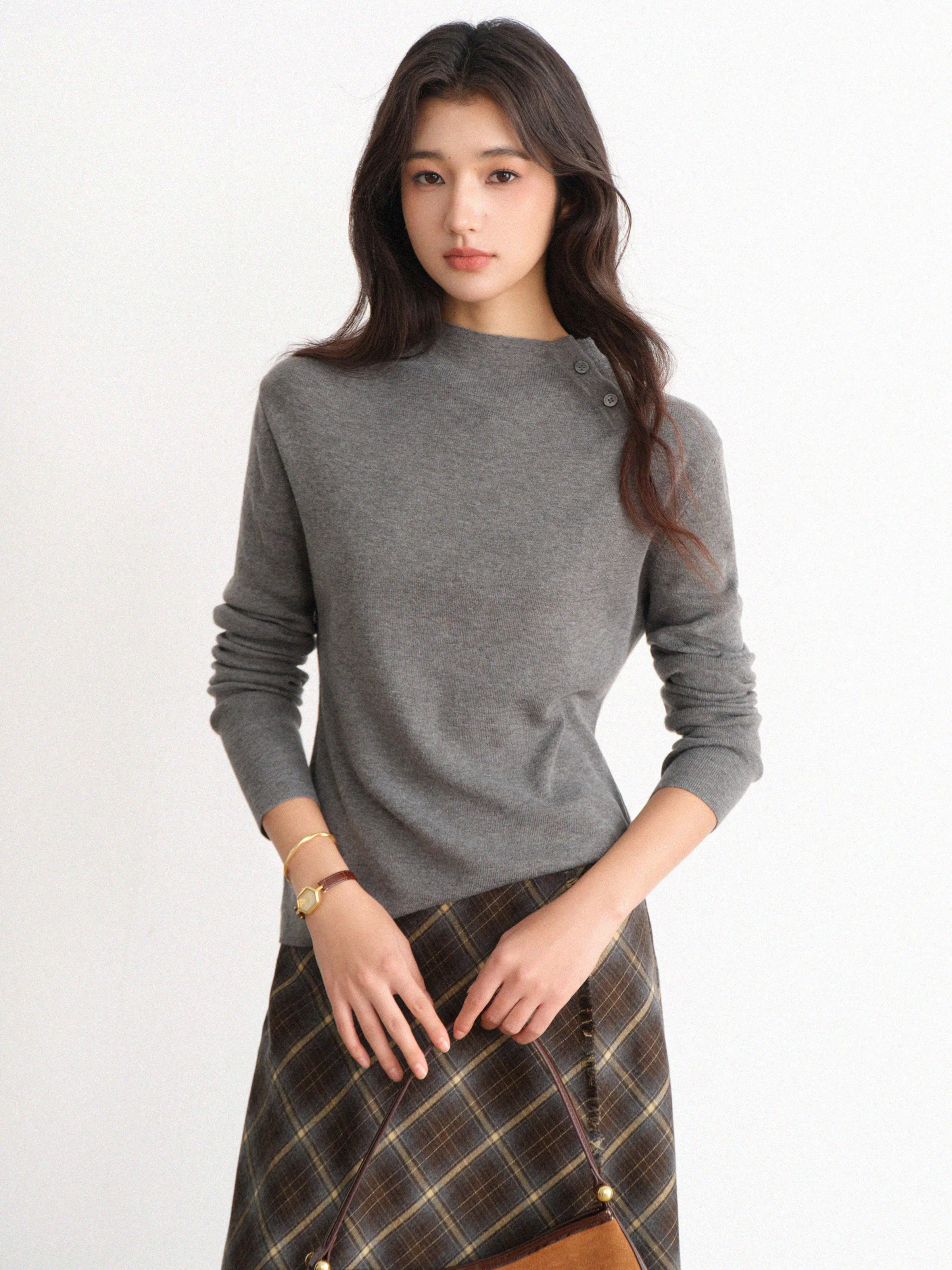 سترة متماسكة أنيقة بقصة ضيقة للشتاء الدافئ بنصف الياقة المدورة بلوفر كاجوال ناعم يشبه الصوف بطبقة أساسية للمكتب أو الارتداء اليومي #2