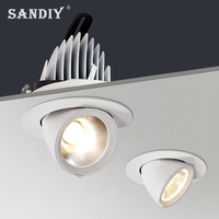 SANDIY Adjustable Spotlights Recessed Downlights Super Bright Led Ceiling Lamp Free Rotation COB Spot for Home Shop Display 15W