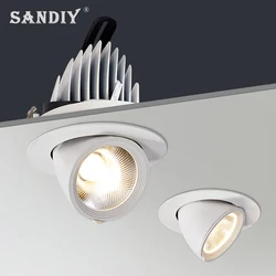 SANDIY Adjustable Spotlights Recessed Downlights Super Bright Led Ceiling Lamp Free Rotation COB Spot for Home Shop Display 15W