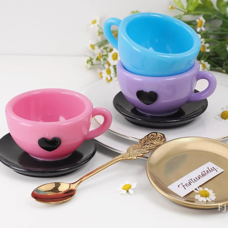 Cetakan Silikon YUTeacup Tray dengan Pegangan, Cetakan DIY untuk Tatakan Cangkir Kopi Bentuk Hati, Cetakan Resin UV Epoxy, Cetakan Lilin, Cetakan Keramik, Kerajinan Pengecoran
