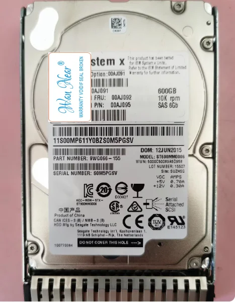 

Для жесткого диска Lenovo 00AJ092 600GB 10K SAS 00AJ091 X6/M5