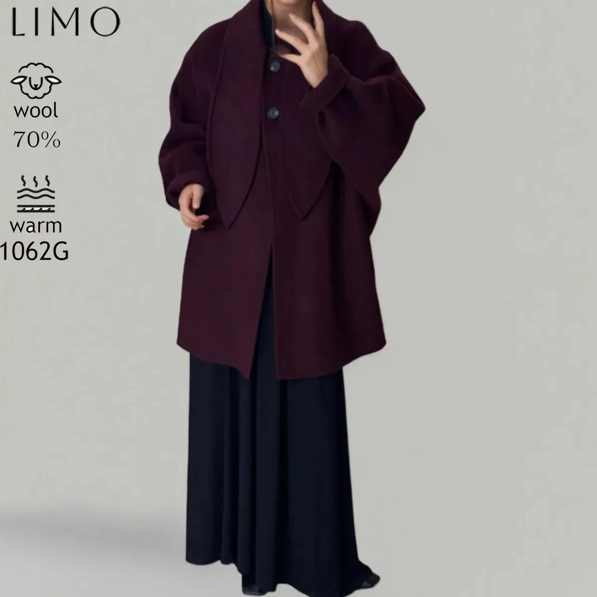 

LIMO Plus Size Women’s Wool Cotton Coat Fall Winter 2025 Office Commute Stylish Travel Outerwear Easy Wear