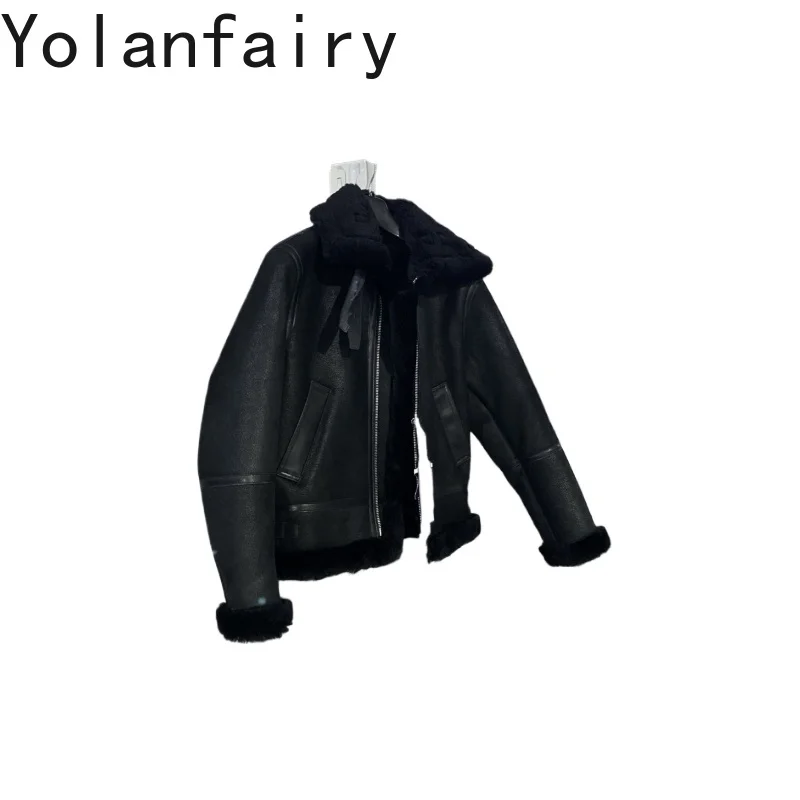 

AYUNSUE Real Fur Coat Man Winter 2025 Fashion Cracked Genuine Sheepskin Leather Jacket Men Warm Short Fur Coats Casaco Masculino