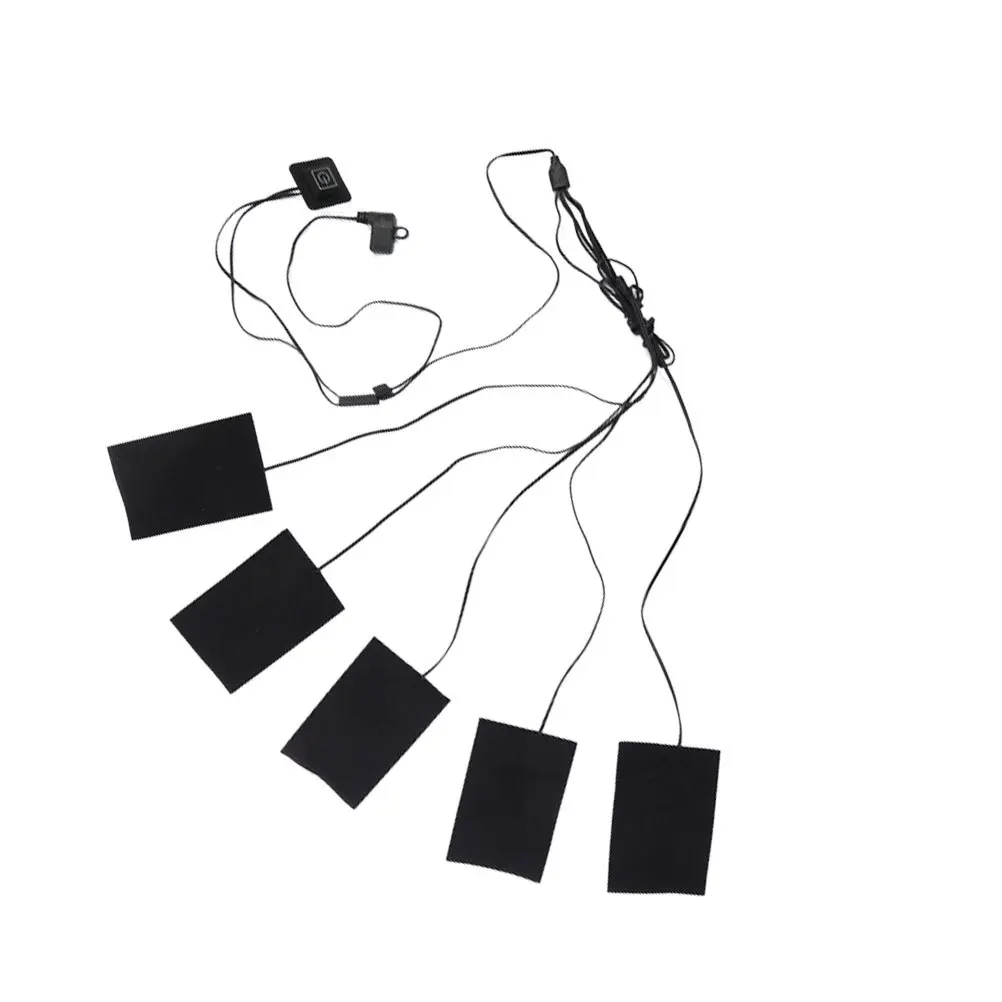 

5 in 1 USB Electric Heated Mat Carbon Fiber Heating Pad Black Soft Cloth Heat Pad Safe Temperature Control for Vest Bed Sheet