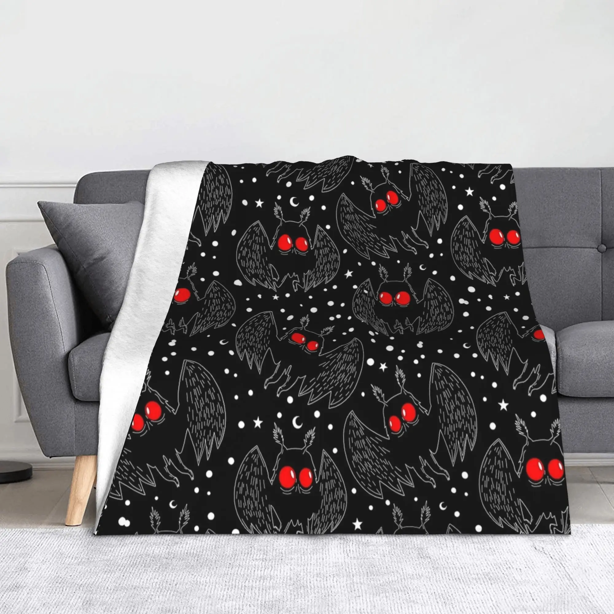 

Mothman Night Blankets Fleece Spring/Autumn Cute Monster Cryptids Thin Throw Blankets for Home Car Plush Thin Quilt