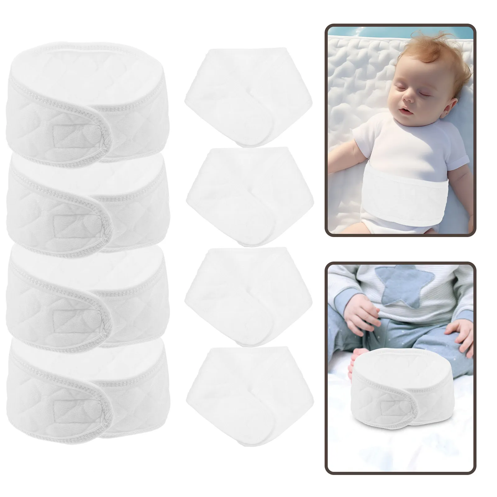 

8Pcs Newborn Belly Bands Premium Cotton Comfortable Supple Belly Wrap Reusable Abdomen Warmth Colic Relief Air-Conditioned Room
