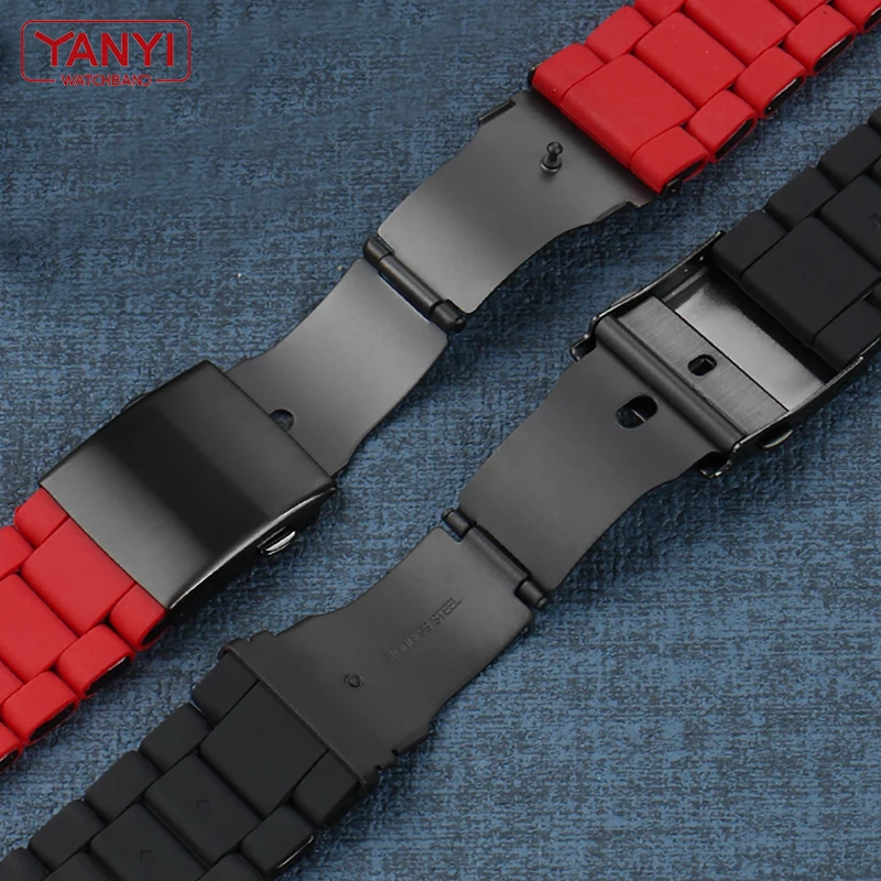 Stainless steel with rubber watchband for diesel watch strap DZ7370 DZ7396 DZ7395 DZ4289 DZ7430 mens sold red bracelet band