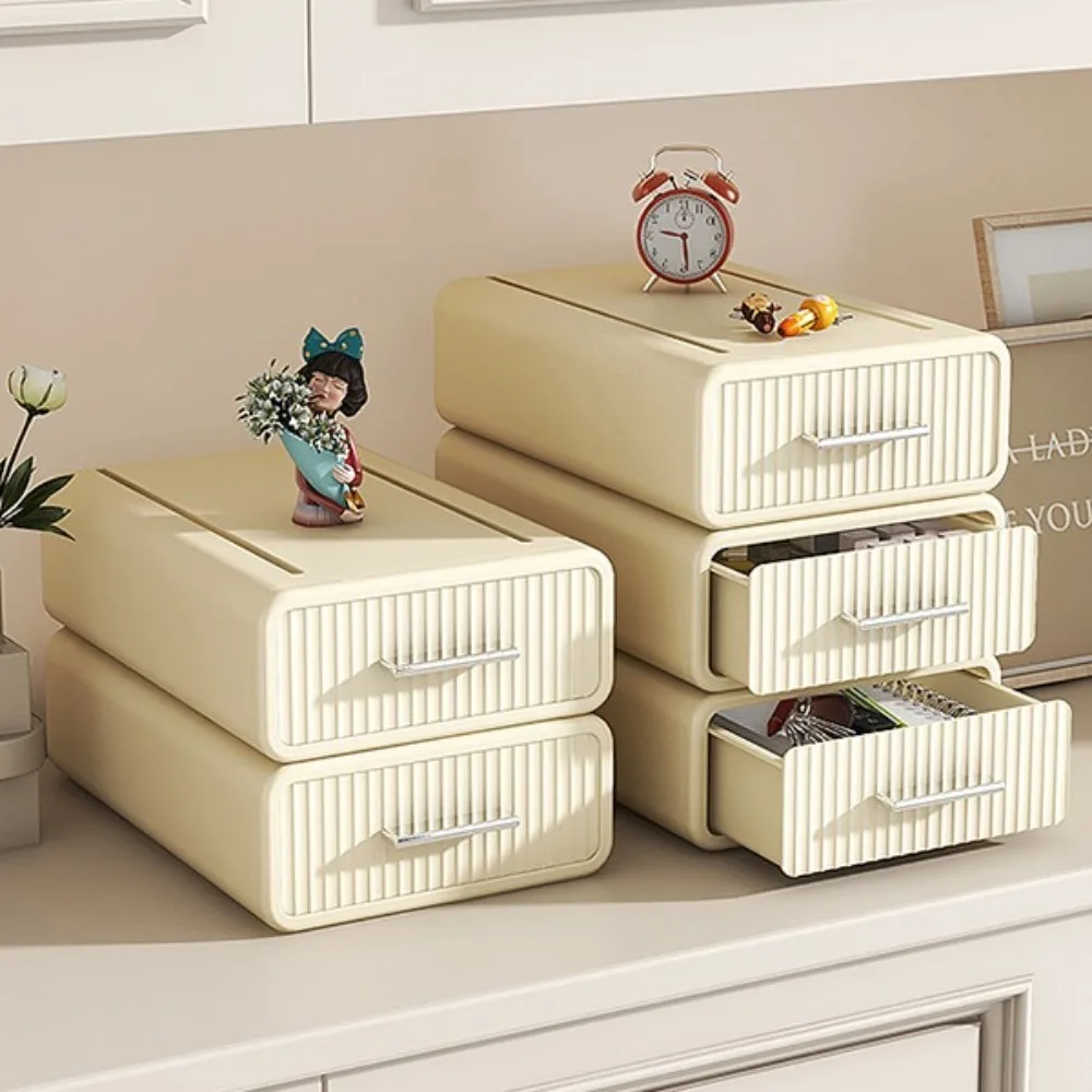 Plastic Desktop Storage Box Stackable Cosmetics Stationery Table Organizer with Drawer Necklaces Office Storage Cabinet School