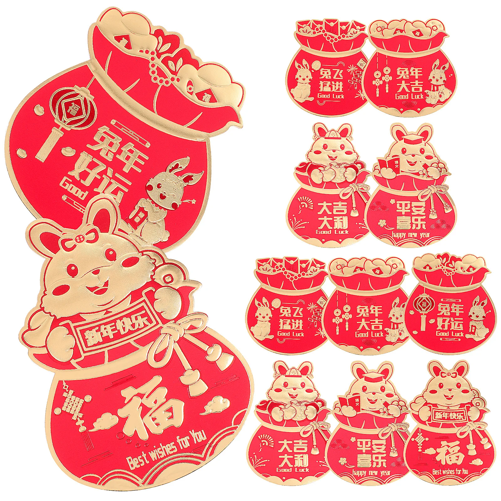 

12 Pcs Red Envelopes Lucky Money Chinese Pockets Small Envelopes for Baby Rabbit Theme New Year Decorations Paper Easy