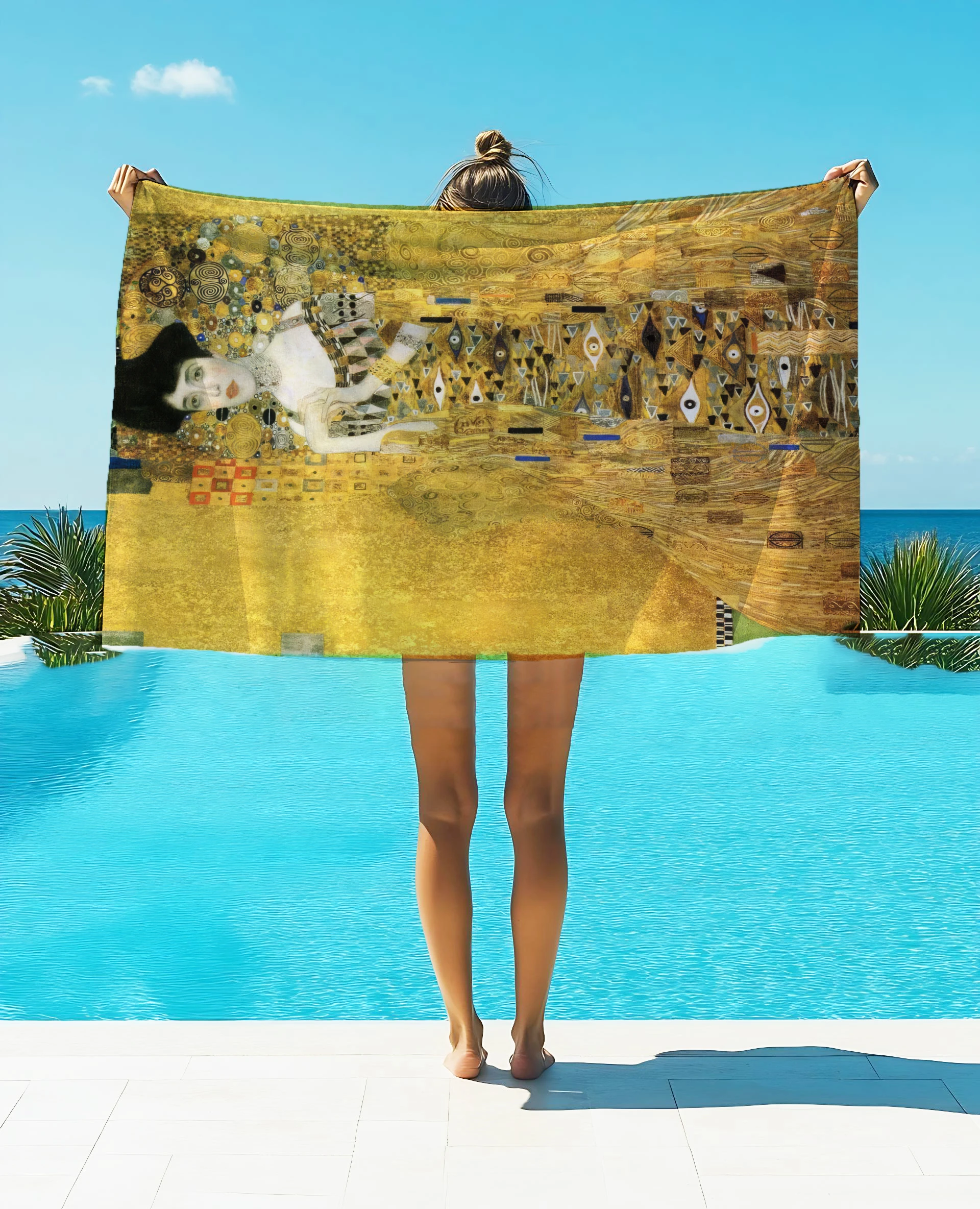 1 pièces Gustav Klimt peinture à l'huile imprimé serviette flanelle séchage rapide Double face bain lavage visage velours absorbant serviette