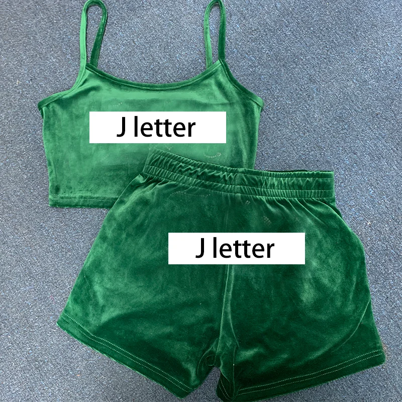 2 Piece Set Women Camisole Outfit Velvet Sleeveless Crop Top and Shorts Set Sexy Tank Top and Drawstring Shorts with Pockets Set