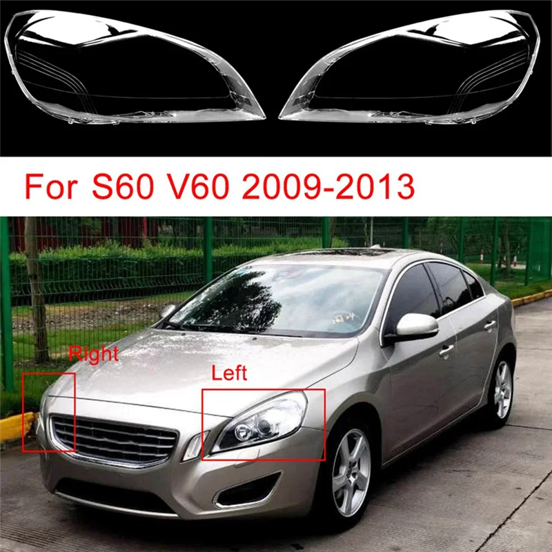 Car Front Headlight Cover Lampshades Lamp Shell Headlights Lens Cover For Volvo S60 2009-2013-A08Q