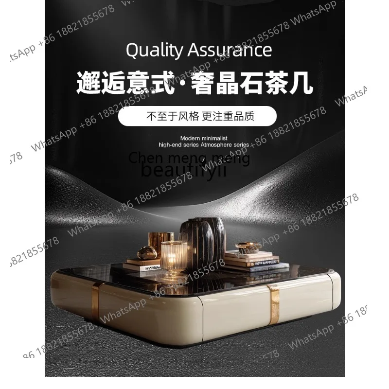 

Italian Style Light Luxury Super Crystal Stone Coffee Table for Large Living Rooms, Modern High-End Design for Home Use