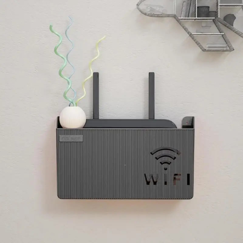 Wireless Wifi Router Shelf Storage Box Wall Hanging ABS Plastic Organizer Box Cable Power Bracket Organizer Box Home Decor