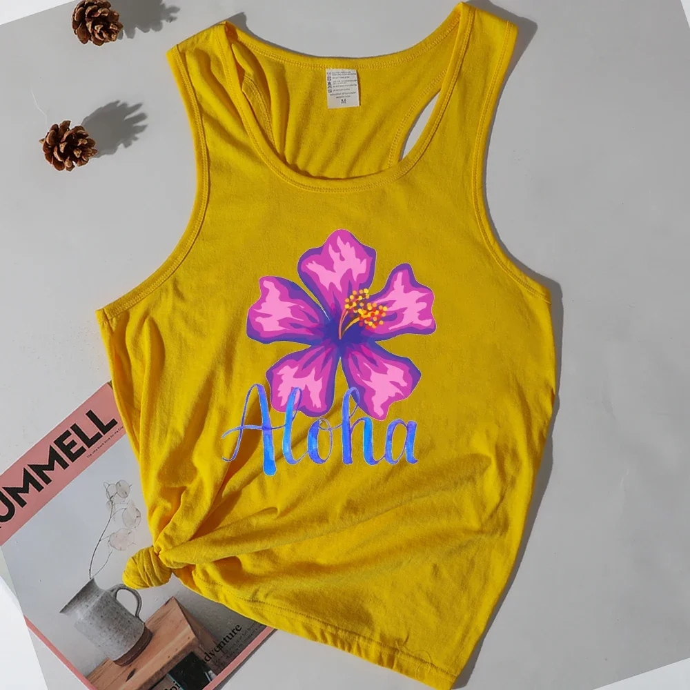 

Print Aloha Vacation Tank Top Woman Vintage Green Tops for Women Beach Tops Hawaii Tropical Womens Clothes Classic