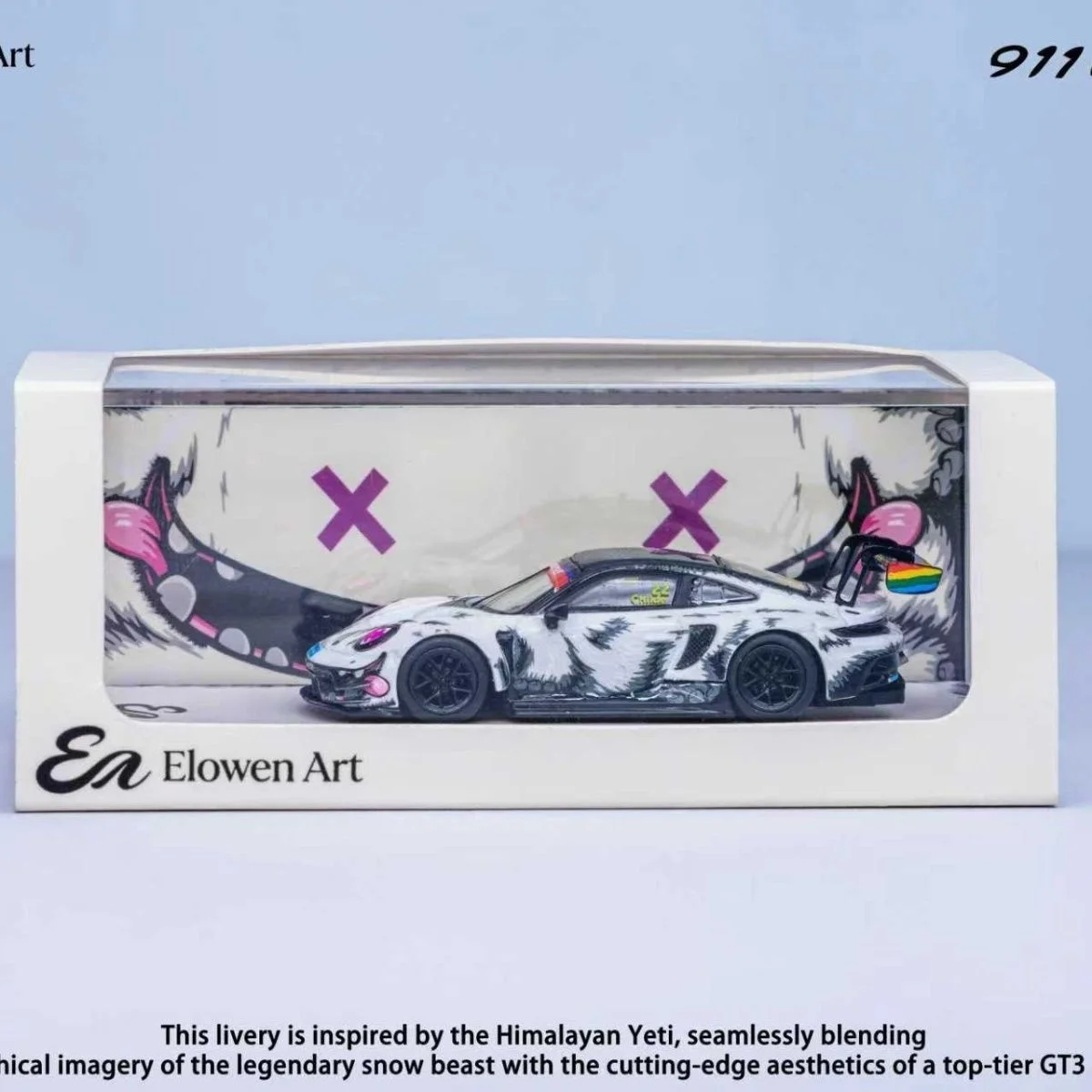 

Коллекционная модель автомобиля Elowen Art 1/64 Snow Monster Livery Porsche 911 GT3 Iron Maiden из литого сплава, подарок