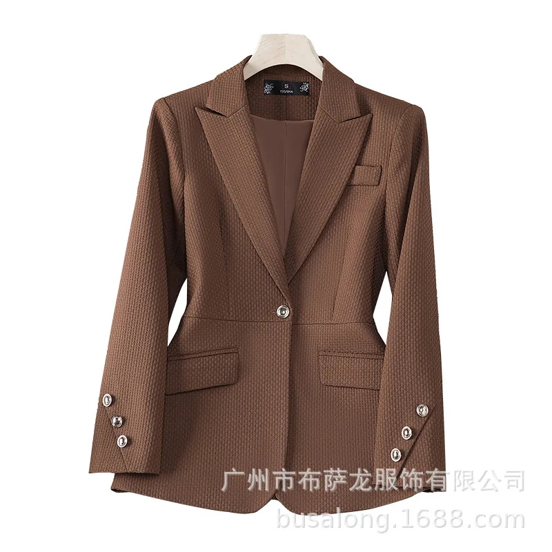 2025New بدلة على الموضة أنيقة المرأة عادية كم طويل سترة المهنية المرأة الرسمية سترة واحدة Workwear8886