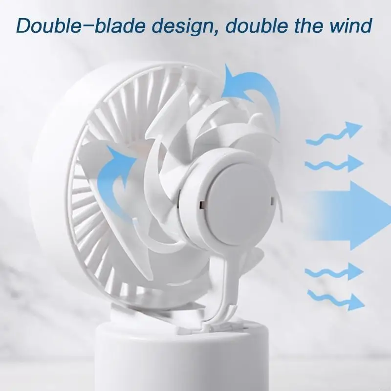 2 Speed Mini USB Powered Desktop Fan Portable Oscillating Fan for Office Household Traveling Shaking for Head F
