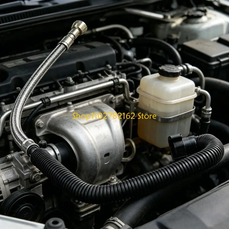 547B Pipe Assembly GDL755 BV6Z-9J280-A, 12.6Inch Vehicle Line with Green Locking Clip, Metal End and Sleeve Structure Detail