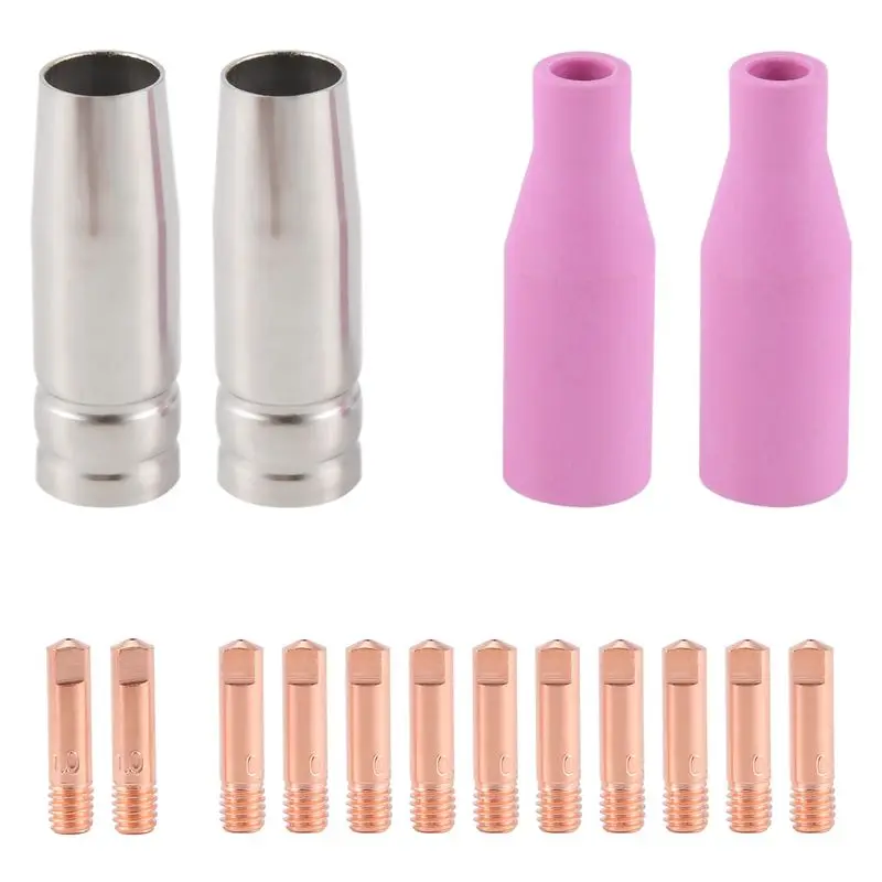 [A93Z!】 Mig Set Of Nozzles 16Pcs AK15 For Welding Torch Cap Tip Contact 0.8Mm MB15 Accessories