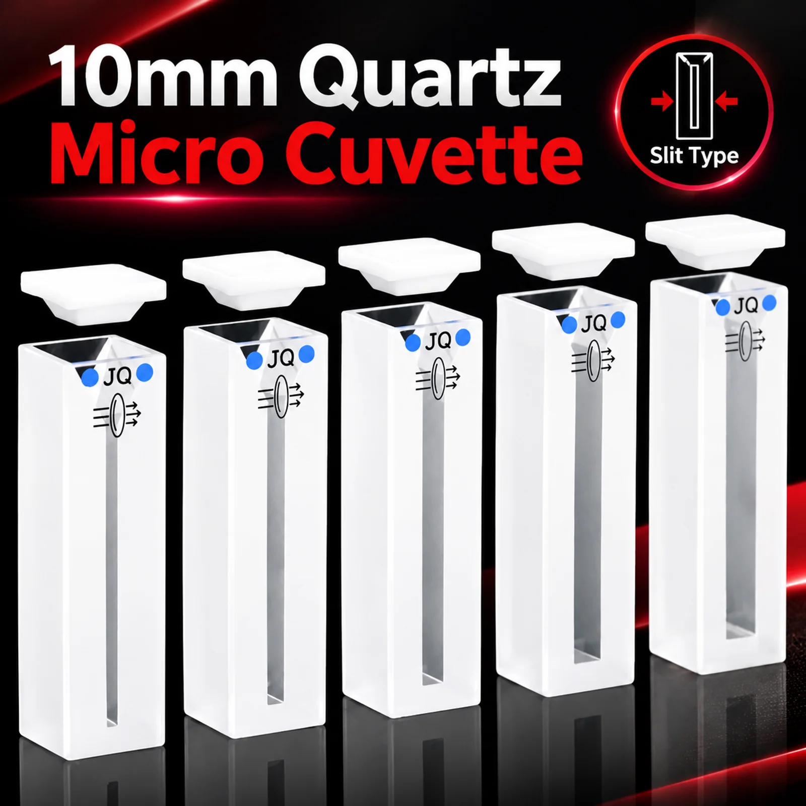 JGS-1 Fused Quartz Micro Cuvette 350μl-1750μl Dual & Quad Light Path Beveled Narrow Slit Sample Cell Lab Spectrophotometer Use
