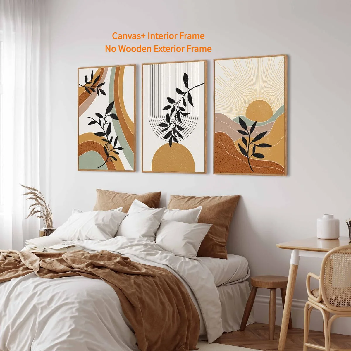 3pcs large bohemian framed wall art, medieval modern decorative painting, bohemian canvas wall decoration, suitable for living r
