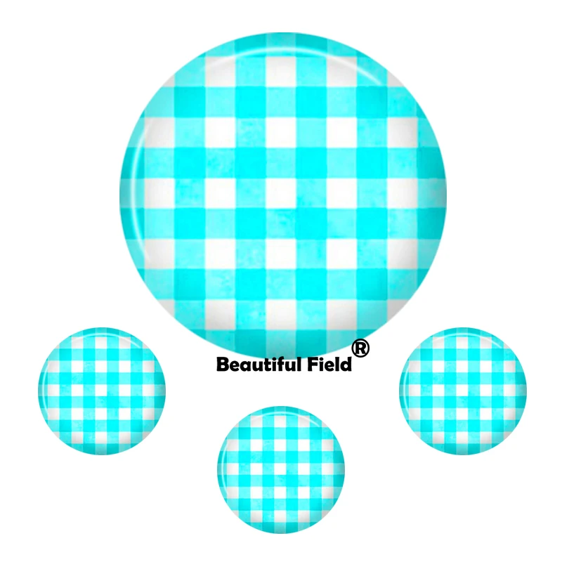 10mm 12mm 25mm 14mm 16mm 18mm 20mm 30mm Photo Pattern Round Glass Cabochons Colorful Beautiful Checker Stripe