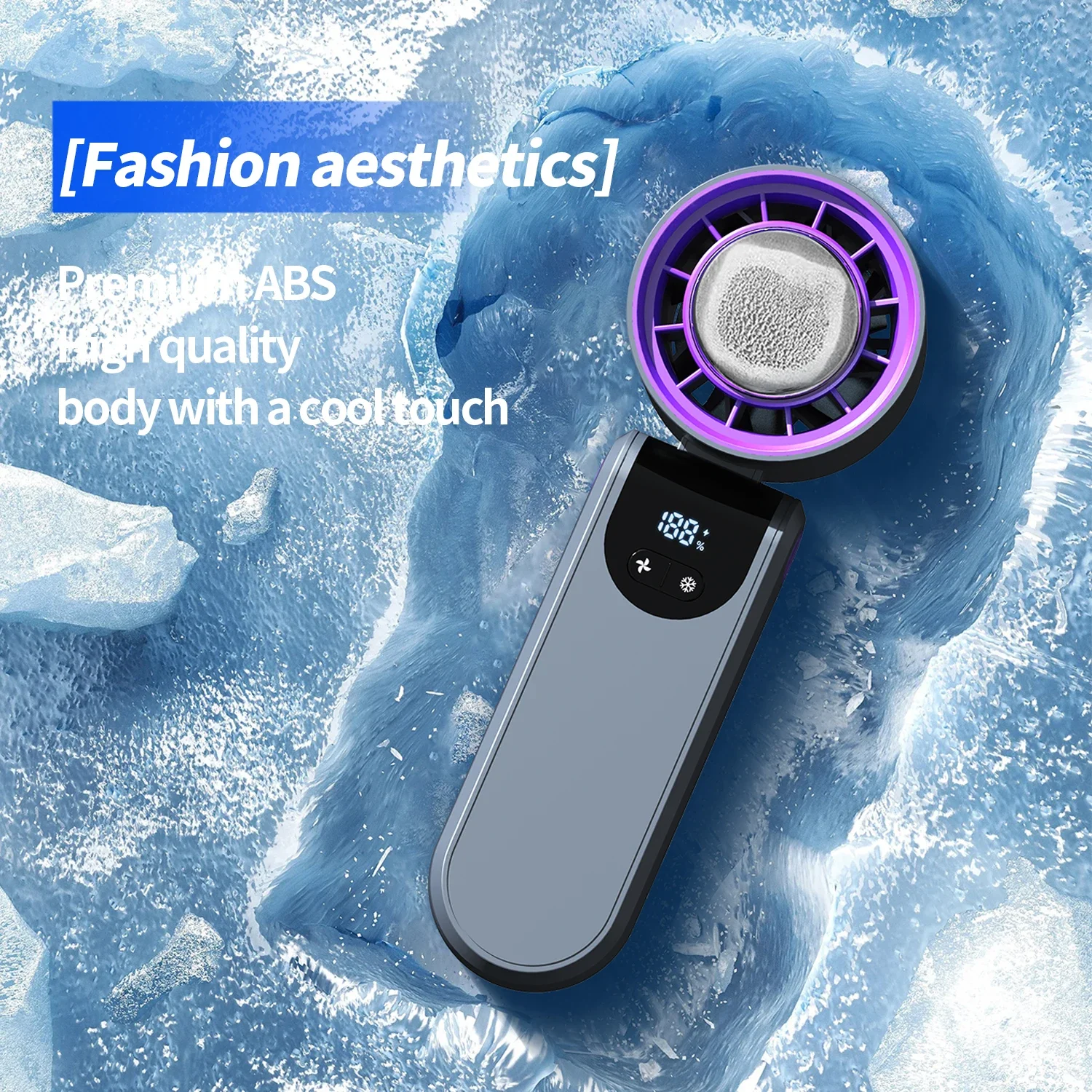 

2025 Cold Compress Handheld Fan 3000mAh 100 Speed Mini Fan Portable USB Rechargeable Fan Mini Air Conditioner Air Cooler