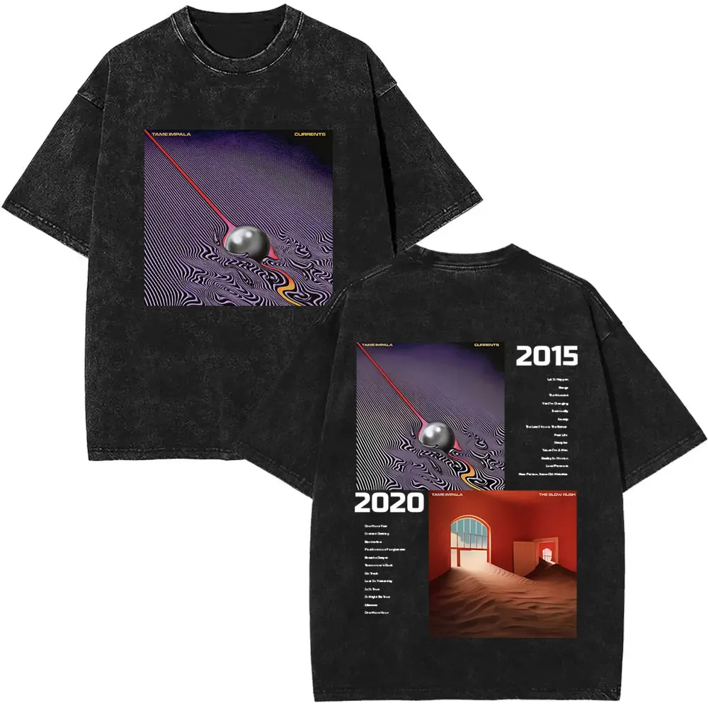 Washed Pop Rock Band Tame Impala Album Logo T Shirts TInner Speaker Lonerism T Shirt Currents The Slow Rush Tee Summer Clothes