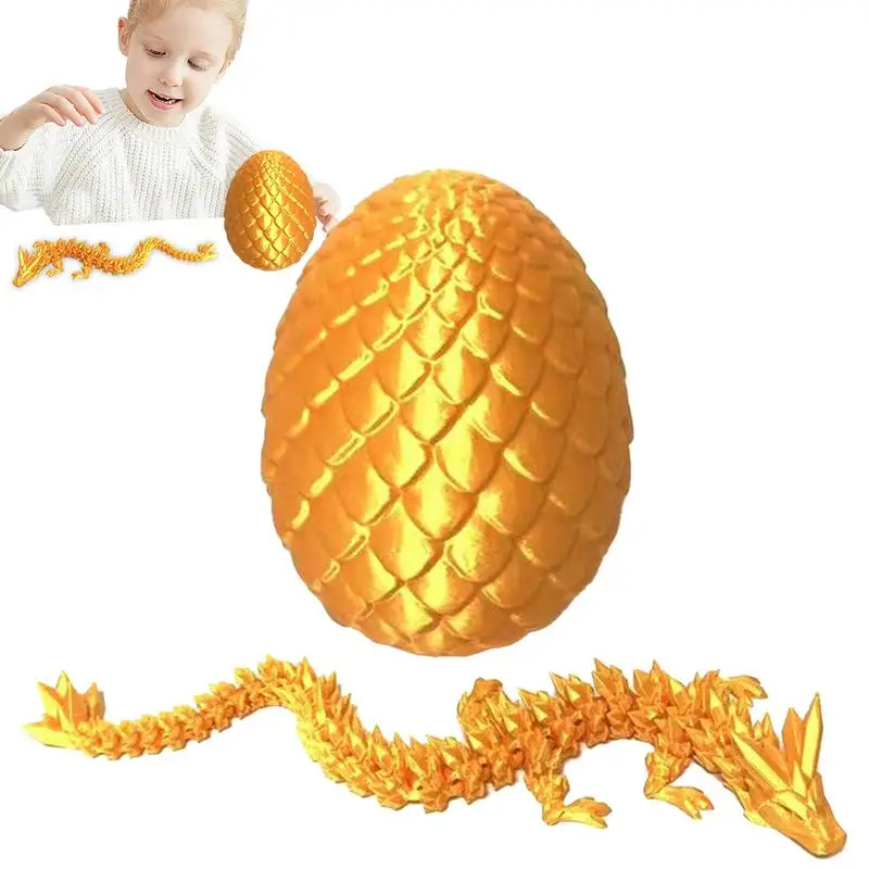 

3D Printed Dragon In Egg Flexible Joints Crystal Dragon Fidget Toy Adults Fidget Toys Executive Desk Toys For Easter Egg Hunt