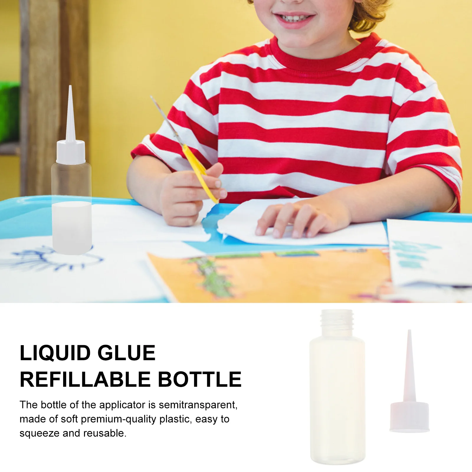 Translucent Extruded Narrow Pourer Bottle Craft Glue Bottles Pe Plastic Liquid Refillable