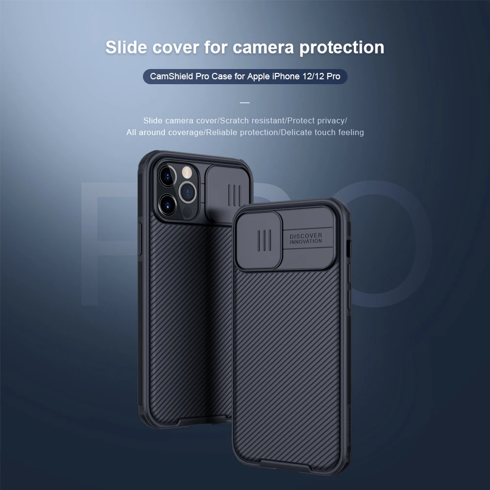 for iPhone 12 / 12 Pro Case Camshield Slide Camera Hard PC Soft Edge Heavy Duty Privacy Lens Protection Cover