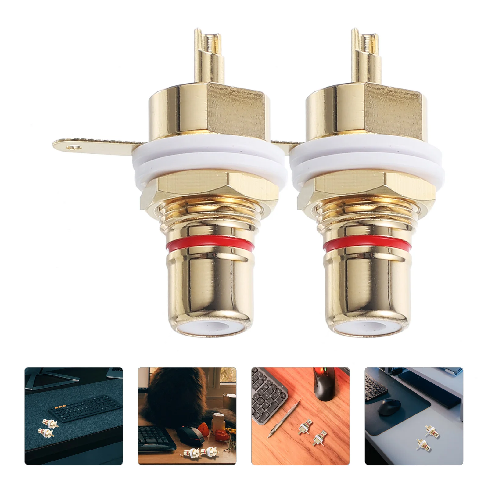 

2Pcs Rca Female Socket Connectors Pure Copper Rca Plugs with Gold Plated for Amplifier Audio Terminal Stable Signal Transmission