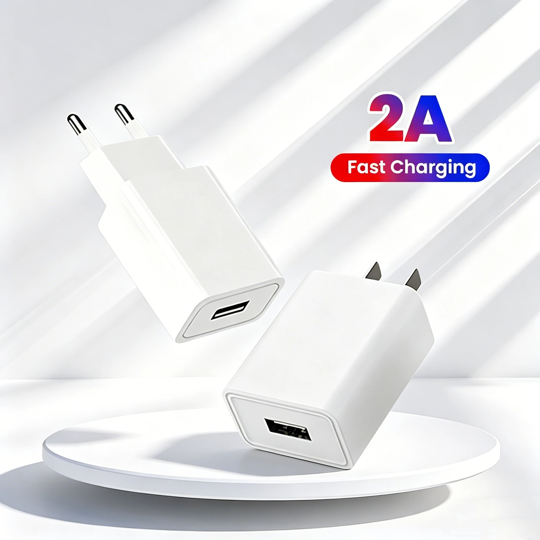 Cargador rápido USB de 5V y 2A, adaptador de corriente universal para teléfono móvil, carga rápida 3,0, enchufe europeo/estadounidense para iPhone, Samsung, Xiaomi, Huawei