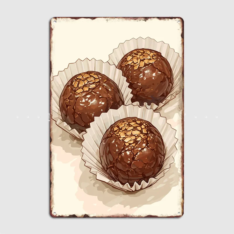 Tres Trufas de Chocolate en Vasos de Papel, Letrero Metálico Decorativo, Decoración Personalizada para Habitaciones, Decoración de Pared para el Hogar, Pósteres, Decoración de Pared Interior