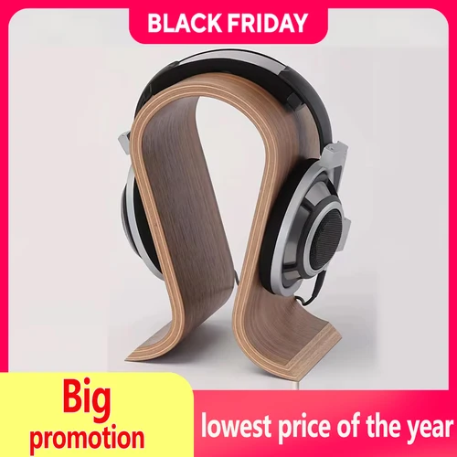 Soporte para auriculares Soporte para auriculares de madera en forma de U, soporte de madera para exhibición de auriculares de escritorio, adecuado para casi todos los auriculares.