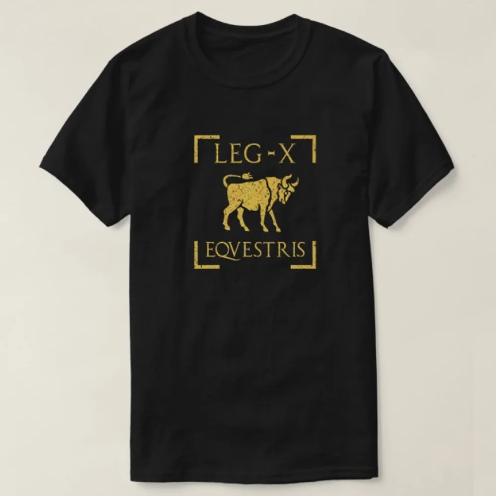 Legio X Equestris Vexillum Bull Emblem - Julius Caesar Roman Legion T-Shirt 100% Cotton O-Neck Short Sleeve Casual Mens T-shirt