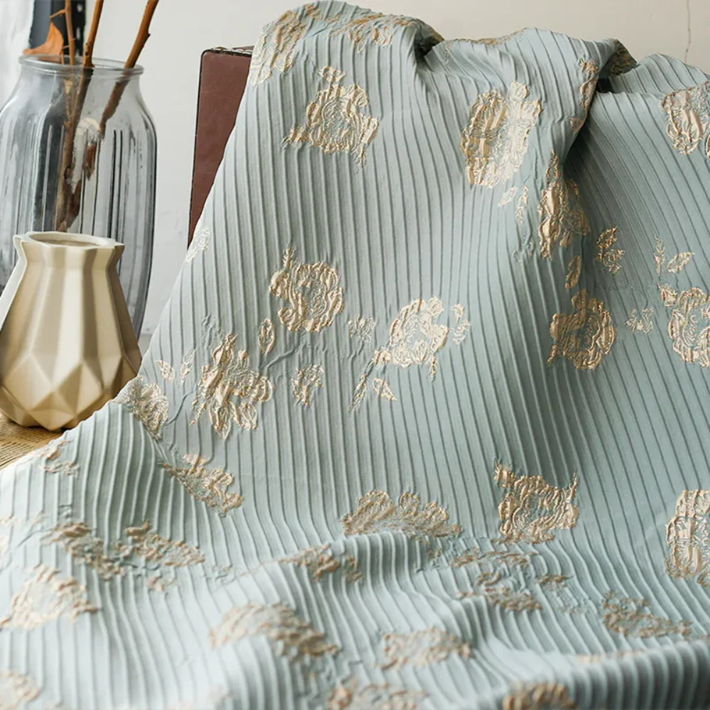 

Gold Silk Jacquard Fabric Fashion Suit Dress Pillow Cushion Sofa Cover Diy Sewing Design Wholesale Material Cloth by the Meter