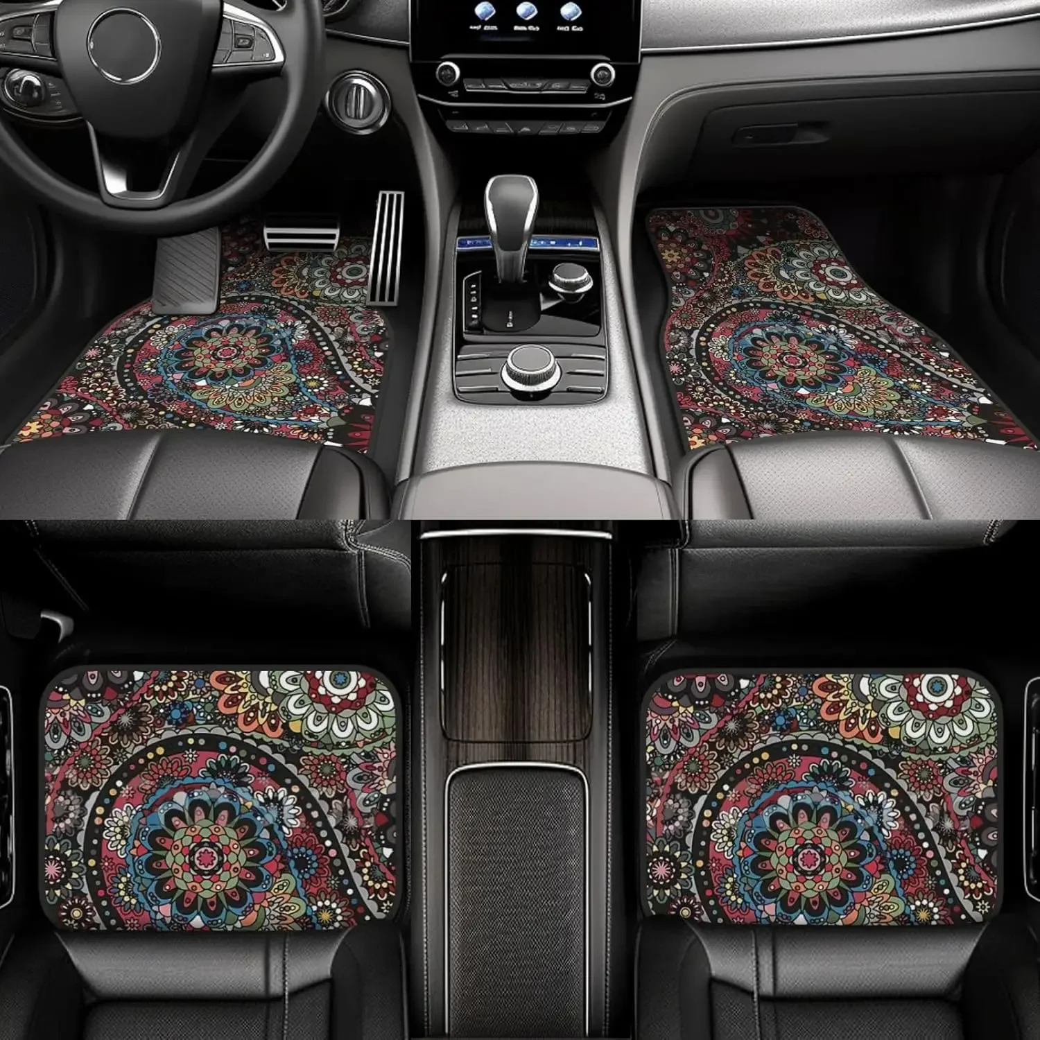 

Juego 4 Alfombrillas Para El Suelo L Coche, Alfombrillas Lanteras Y Traseras Para Vehrava Estilo Paisley Boho, Alfombrillas An