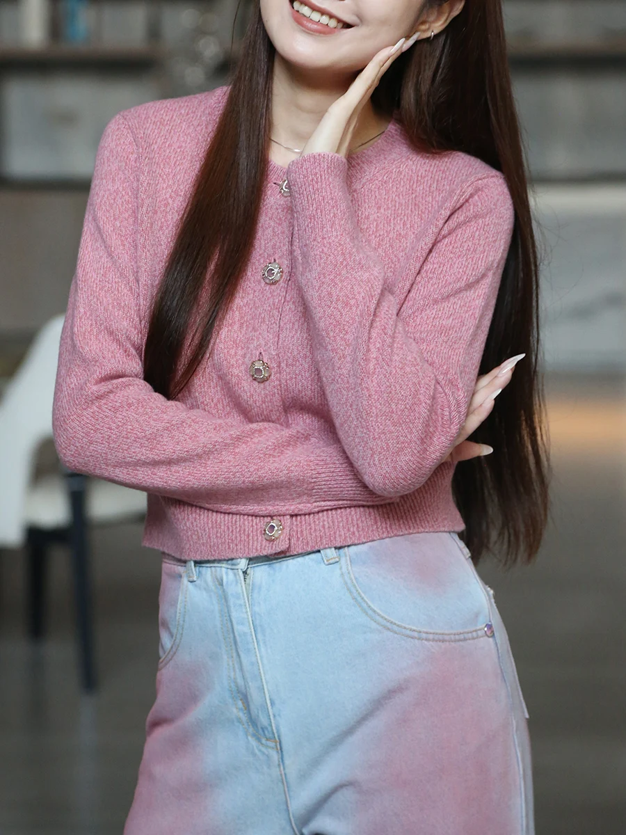 

Новинка! Женский вязаный кардиган Sweet Sle с длинными рукавами, круглым вырезом и одной пуговицей. Модная женская одежда для ранней осени.