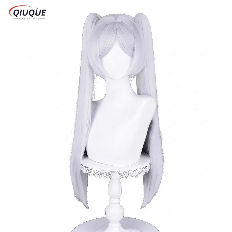 2025 yiyi Anime At The Funeral Frieren Cosplay Wig Rambut Sintetis Tahan Panas Model Kuncir Kuda Panjang Warna Putih Perak + Wig