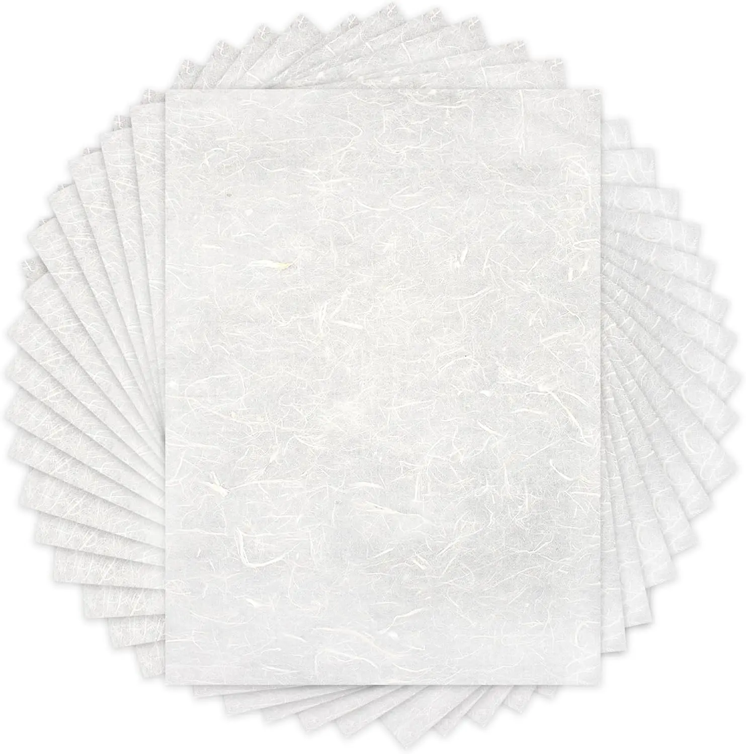 

50 Sheets A4 Mulberry Paper with Visible Plant Fibers for Writing Painting Card Making DIY Crafts Semi Transparent Off White