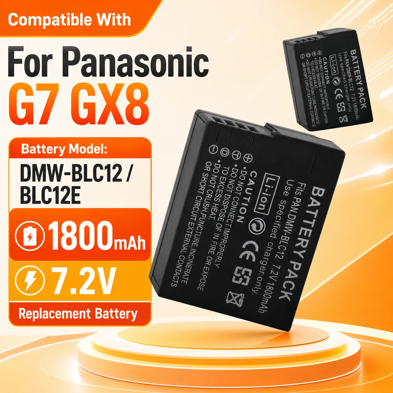 Premium Replacement Camera Battery DMW-BLC12 BLC12E 1800mAh For Panasonic Lumix FZ1000 FZ300 G7 GX8 GH2 G6 G5